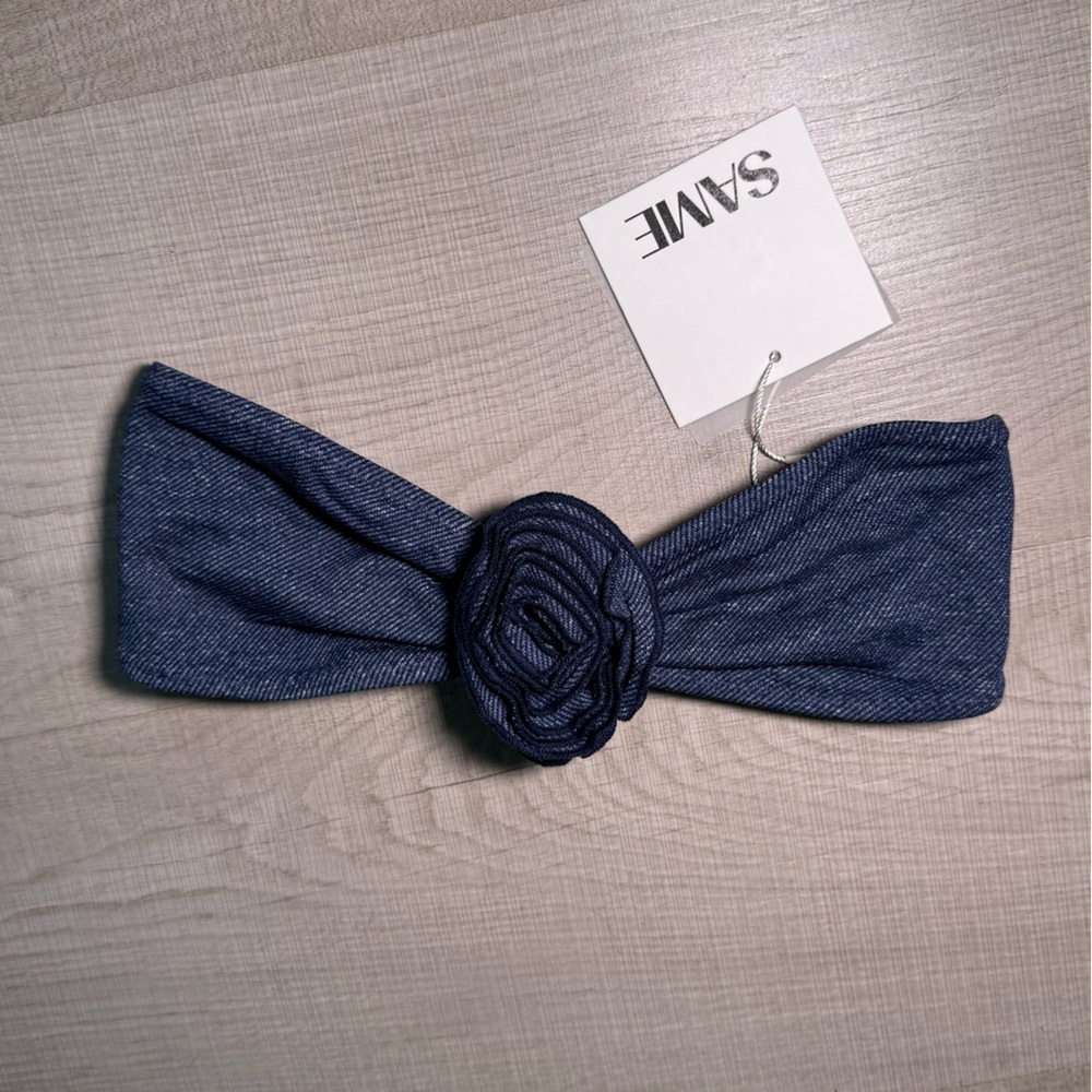 SAME Rosette Navy Denim bikini top